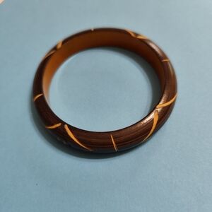 4/$50⭐️Wooden Carved Bangle Bracelet Dark grey Boho Jewelry